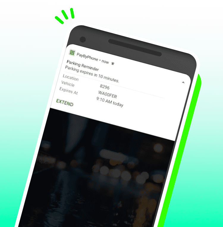 Instant notification and extended parking time