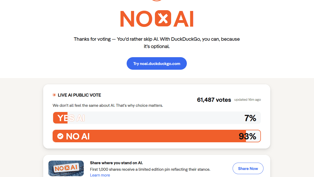The Value of DuckDuckGo’s No-AI Search Feature